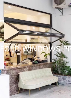 Fold up Black Aluminium Bifold Windows Double Glazed Glass Balcony Vertical Folding Window With Inside Grill