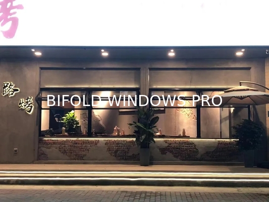 Aluminium Bi Fold Window Fold up Glass Windows American Vertical Roll up Grid Folding Window for Bar Shop Coffee