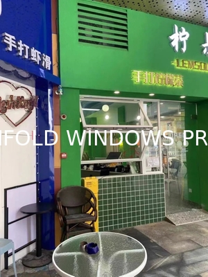 Aluminium Bi Fold Window Fold up Glass Windows American Vertical Roll up Grid Folding Window for Bar Shop Coffee