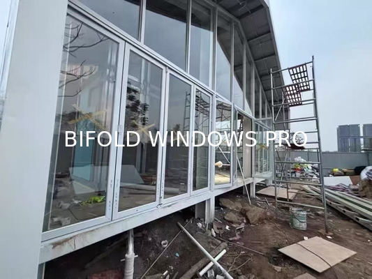 Aluminum Alloy Bifold Windows with Double Pane Tempered Clear Glass and 6063-T5 Extrusion Alloy