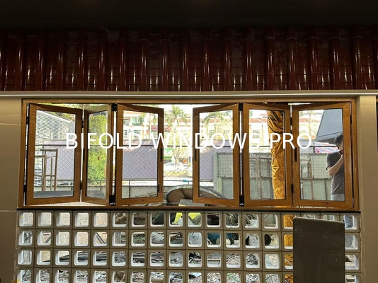 Aluminum Alloy Bifold Windows with Double Pane Tempered Clear Glass and 6063-T5 Extrusion Alloy