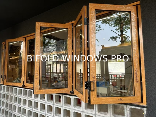 Aluminum Alloy Bifold Windows with Double Pane Tempered Clear Glass and 6063-T5 Extrusion Alloy