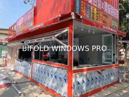 Aluminium Bi Fold Window Fold up Glass Windows American Vertical Roll up Grid Folding Window for Bar Shop