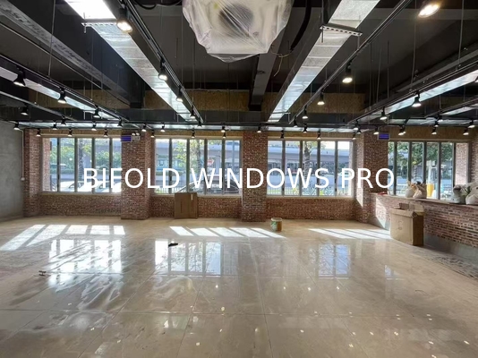 Aluminium Bi Fold Window Fold up Glass Windows American Vertical Roll up Grid Folding Window for Bar Shop