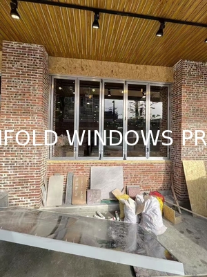 Aluminium Bi Fold Window Fold up Glass Windows American Vertical Roll up Grid Folding Window for Bar Shop