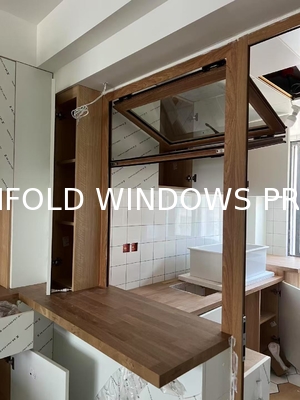 Modern Aluminum Vertical Folding Window, Push up Fold up Glass Folding Window