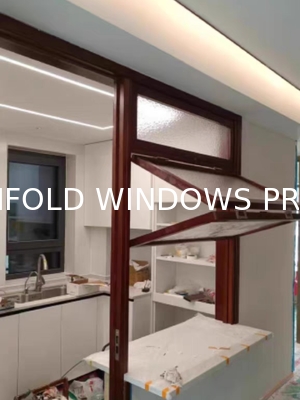 Modern Aluminum Vertical Folding Window, Push up Fold up Glass Folding Window