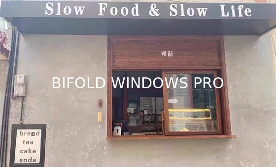 Aluminium Bi Fold Window Fold up Glass Windows American Vertical Roll up Grid Window for Bar Shop Coffee Graphic