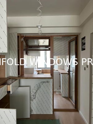 DERCHI Fold up Black Aluminium Bifold Windows Double Glazed Glass Balcony Vertical Folding Window