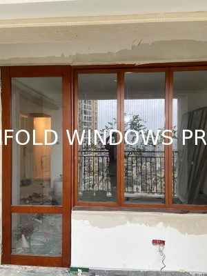 DERCHI Fold up Black Aluminium Bifold Windows Double Glazed Glass Balcony Vertical Folding Window
