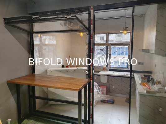Cooking Station Folding Window Allowing Pass-Through Service to Outdoor Dining Areas During Entertaining