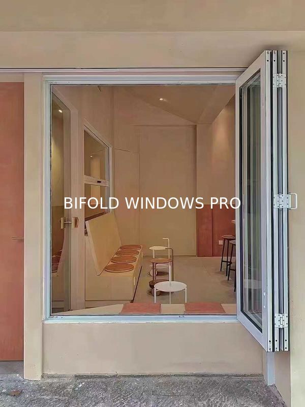 Fold up Aluminium Bifold Windows Double Glazed Glass Aluminum Balcony Vertical Folding Window with Inside Grill