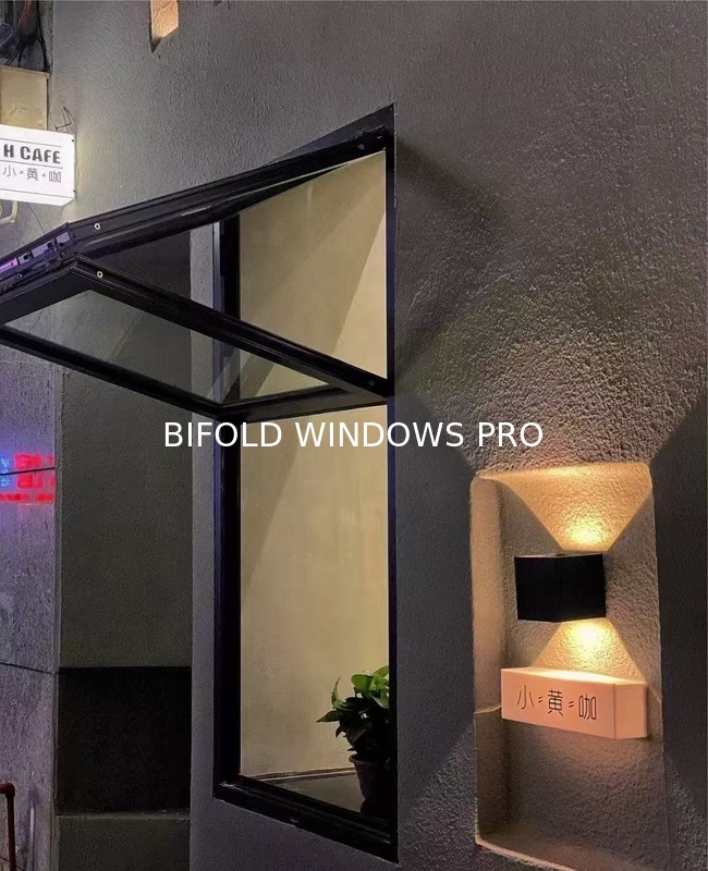 Aluminium Bi Fold Window Fold up Glass Windows American Vertical Roll up Grid Folding Window for Bar Shop